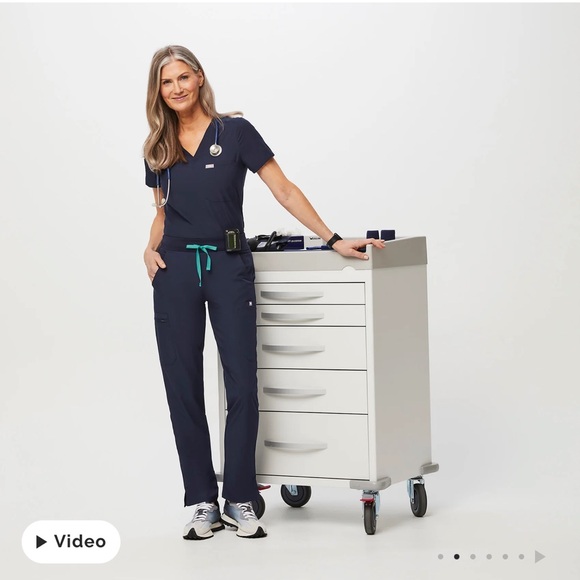 Figs Yola FREEx Lined Scrub Pants Womens XXL High Waist W23SW2007 Navy Blue - Picture 2 of 9